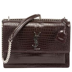 Saint Laurent (YSL) LARGE croc embossed sunset bag